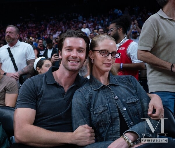 Patrick Schwarzenegger & Abby Champion at NBA Abu Dhabi games