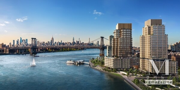 One Williamsburg Wharf rises along Brooklyn